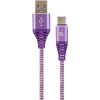 CABLEXPERT CC-USB2B-AMCM-1M-PW COTTON BRAIDED CHARGING CABLE USB TYPE-C PURPLE/WHITE 1 M