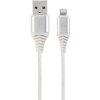 CABLEXPERT CC-USB2B-AMLM-2M-BW2 PREMIUM COTTON BRAIDED 8-PIN CHARGING CABLE SILVER/WHITE 2 M