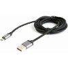 CABLEXPERT CCB-MUSB2B-AMBM-6 COTTON BRAIDED MICRO-USB CABLE WITH METAL CONNECTORS 1.8M BLISTER BLAC