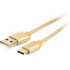 CABLEXPERT CCB-MUSB2B-AMCM-6-G COTTON BRAIDED TYPE-C USB CABLE METAL CONNECTORS 1.8M BLISTER GOLD