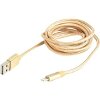 CABLEXPERT CCB-MUSB2B-AMLM-6-G COTTON BRAIDED 8-PIN CABLE WITH METAL CONNECTORS 1.8M BLISTER GOLD