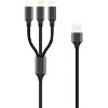 FOREVER 3IN1 CABLE USB - LIGHTNING + USB-C + MICROUSB 1,0 M 2A BLACK
