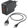 HAMA 178336 CHARGER KIT MICRO-USB 3 A CHARGER QC 3.0 + MICRO-USB CABLE 1.5 M BLACK