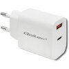 QOLTEC CHARGER 18W 5-12V 1.5-3A USB TYPE-C PD USB QC 3.0 WHITE