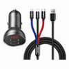 BASEUS CAR CHARGER 24W DISPLAY + USB CABLE 3-IN-1