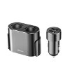 BASEUS HIGH EFFICIENCY ONE TO TWO CIGARETTE LIGHTER(DUAL-CIGARETTE LIGHTER 80W +DUAL USB 3.1A BLACK