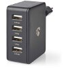 NEDIS WCHAU481ABK WALL CHARGER USB-A 4-OUTPUTS 4.8A BLACK