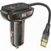 CAR FAST CHARGER FONENG C20 WITH TRIPLE OUTPUT USB A & 2XUSB C 66W & BUILT-IN USB C CABLE BLACK