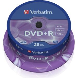 VERBATIM DVD+R 16X 4.7GB CAKEBOX 25PCS
