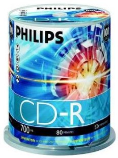 PHILIPS CD-R 700MB 80 MIN 52X CAKEBOX 100 PACK