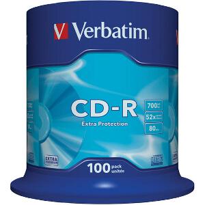 VERBATIM CD-R 80MIN - 700 MB EXTRA PROTECTION 52X CAKEBOX 100