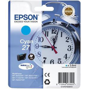 ΓΝΗΣΙΟ ΜΕΛΑΝΙ EPSON ΓΙΑ WF-3620DWF/3620WF/ 3640DTWF/CYAN OEM:C13T27024010