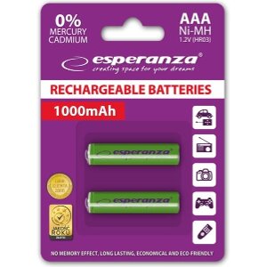 ΜΠΑΤΑΡΙΕΣ ESPERANZA NI-MH 3A 1000MAH GREEN 2PCS