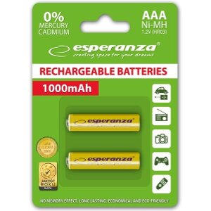 ΜΠΑΤΑΡΙΕΣ ESPERANZA NI-MH AAA 1000MAH YELLOW 2PCS