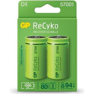 RECHARGEABLE BATTERY GP R20 5700MAH NIMH RECYKO 2PC IN BLISTER GP