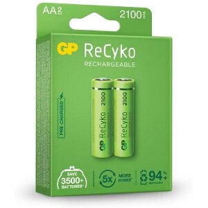 RECHARGEABLE BATTERY GP R6 AA 2100MAH RECYKO 210AAHCE-EB2 NIMH 2 PCS. PACK GP