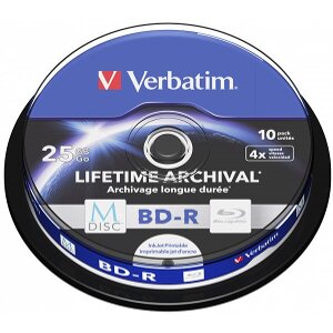 VERBATIM 43825 BD-R M-DISC 25GB X4 INKJET PRINTABLE 10PCS