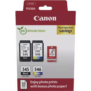 CANON ΜΕΛΑΝΙ INKJET PG-545/CL-546 MULTIPACK + PHOTO PAPER 50SH ΜΕ OEM:8287B008