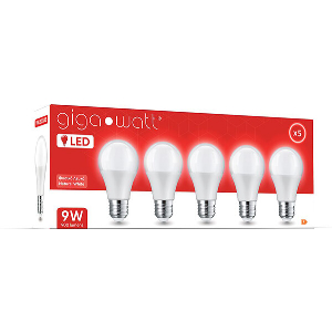 ΛΑΜΠΤΗΡΕΣ LED GIGAWATT SET 5 TEM A60 Ε27 9W 900LM 4200K