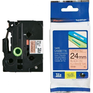 BROTHER P-TOUCH LAMINATED BLACK ON SIGNAL ORANGE 5M X 24MM ΜΕ OEM:TZEB51
