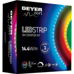 GEYER LED STRIP KIT 14.4W 12V RGB IP20 3M + RGB CONTROLLER + DRIVER