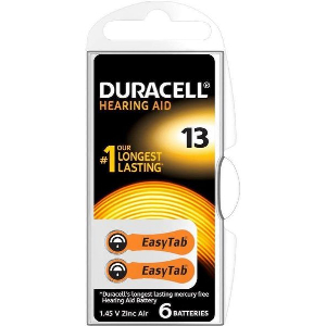 DURACELL ZINC BATTERY ZA13 6 BUTTON CELL FOR HEARING AID 6PCS
