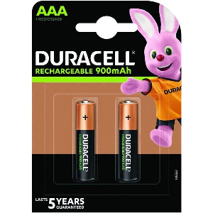 DURACELL RECHARGEABLE BATTERY R03 AAA 900MAH NIMH 2PCS