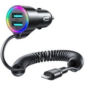 CAR CHARGER JOYROOM JR-CL25, 2X USB + LIGHTNING CABLE (BLACK)