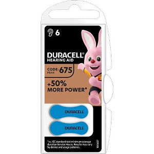 DURACELL ZINC BATTERY ZA675 BUTTON CELL FOR HEARING AID 6PCS