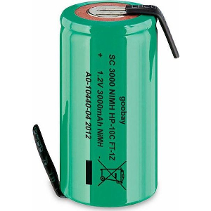 GOOBAY 72808 SUB-C, 3000 MAH, SOLDER TAIL (Z), NICKEL-METAL HYDRIDE BATTERY (NIMH), 1.2 V