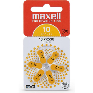 MAXELL ZINK AIR BATTERY ZA10 6 PC BUTTON FOR HEARING AIDS