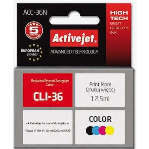 ACTIVEJET ACC-36N ΜΕΛΑΝΙ ΣΥΜΒΑΤΟ ΜΕ CANON CLI-36 125 ML COLOUR