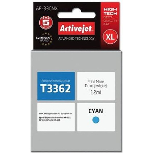 ACTIVEJET AE-33CNX ΜΕΛΑΝΙ ΣΥΜΒΑΤΟ ΜΕ EPSON 33XL T3362 12 ML CYAN