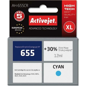 ACTIVEJET AH-655CR ΜΕΛΑΝΙ ΣΥΜΒΑΤΟ ΜΕ HP 655 CZ110AE PREMIUM 12 ML CYAN