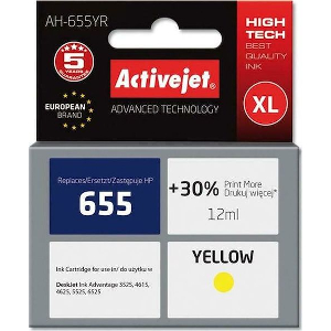 ACTIVEJET AH-655YR ΜΕΛΑΝΙ ΣΥΜΒΑΤΟ ΜΕ HP 655 CZ112AE PREMIUM 12 ML YELLOW