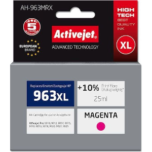 ACTIVEJET AH-963MRX ΜΕΛΑΝΙ ΣΥΜΒΑΤΟ ΜΕ HP 963XL 3JA28AE PREMIUM 1760 PAGES 25 ML MAGENTA