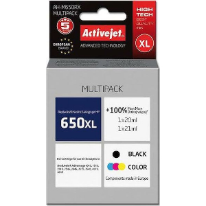 ACTIVEJET AH-M650RX ΜΕΛΑΝΙ ΣΥΜΒΑΤΟ ΜΕ HP 650 CZ101AE/CZ102AE PREMIUM 1 X 20 ML 1 X 21 ML BLACK COLOR