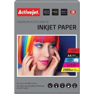 ACTIVEJET AP4-125M100 MATT PHOTO PAPER FOR ΜΕΛΑΝΙ PRINTERS A4 100 PCS