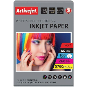 ACTIVEJET AP6-260GR100 PHOTO PAPER FOR ΜΕΛΑΝΙ PRINTERS A6 100 PCS 10X15