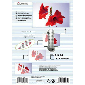 OLYMPIA 9185 ΦΥΛΛΑ ΠΛΑΣΤΙΚΟΠΟΙΗΣΗΣ ΓΙΑ Α4 ΣΕ ΚΟΥΤΙ 125 MICRONS 25 ΤΜΧ