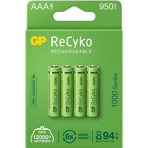 RECHARGEABLE BATTERY GP R03 AAA 950MAH NIMH 100AAAHCE-EB4 4 PCS. PACK GP