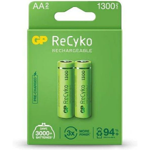 RECHARGEABLE BATTERY GP R6 AA 130AAHC-EB2 1300MAH NIMH 2PCS