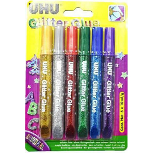 ΚΟΛΛΑ UHU GLITTER ΓΙΑ ΧΕΙΡΟΤΕΧΝΙΕΣ 6 TEM X 10ML