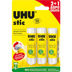 ΚΟΛΛΑ UHU STIC RENATURE 8.2GR ΧΩΡΙΣ ΔΙΑΛΥΤΕΣ 2 +1 ΔΩΡΟ