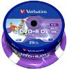 VERBATIM DVD+R DUAL LAYER 8X 8.5GB PRINTABLE CAKEBOX 25