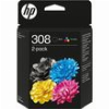 HP ΜΕΛΑΝΙ INKJET NO.308 2-PACK BLACK/TRI-COLOR ΜΕ OEM:6L6S6UE