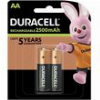 DURACELL RECHARGEABLE BATTERY R6 AA 2500MAH NIMH 2 PCS