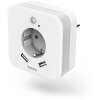 HAMA 133752 NIGHT LIGHT WITH SOCKET AND USB 2.4 A 2 OUTPUTS BRIGHTNESS SENSOR