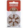 MAXELL ZINK AIR BATTERY ZA312 6PCS. BUTTON FOR HEARING AIDS