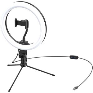 BASEUS LIVE STREAM HOLDER-TABLE STAND 25CM LIGHT RING BLACK